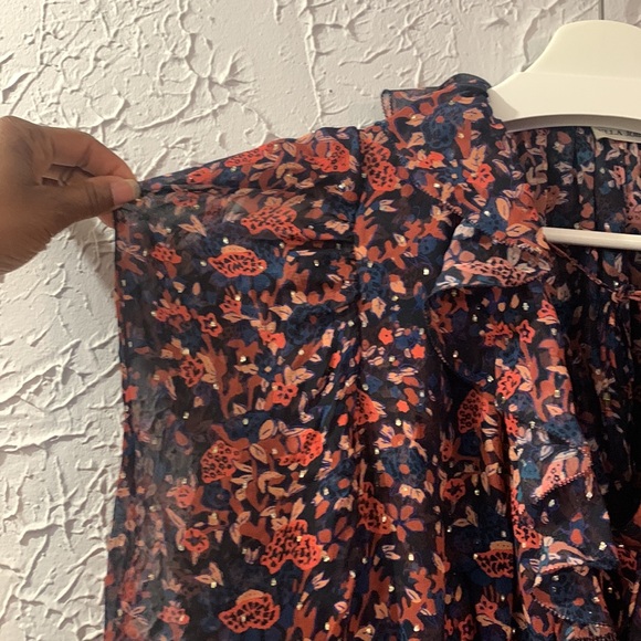 Ulla Johnson Cecily Cosmos Mini Dress Silk Blend Long Puff Sleeve Ruffle Floral - Picture 11 of 16